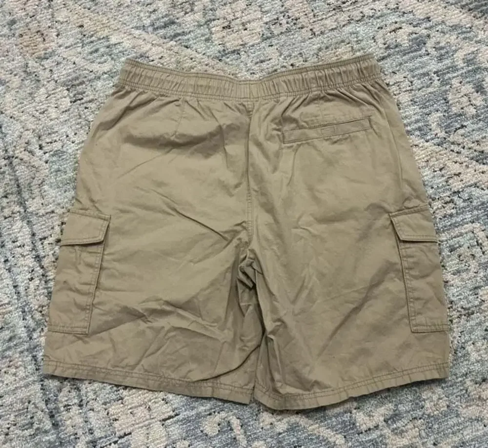 Amazon Essentials Men's Cargo Shorts Elastic Waist Khaki Brown Size L